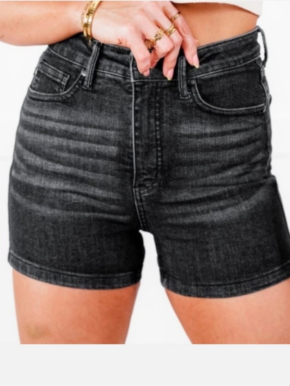 Judy Blue Tummy Control Shorts In Washed Black Size Small Style JB150247
